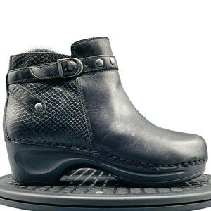Sanita Danish Clogs Dakota Ankle Boots Black Leather Bootie Women Size 36 US 6